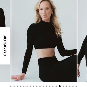 Black Long Sleeve Crop Top